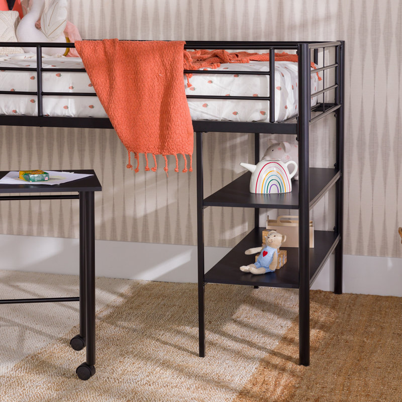 Isabelle & Max™ Nanafalia Platforms Loft Bed with Shelves by Isabelle